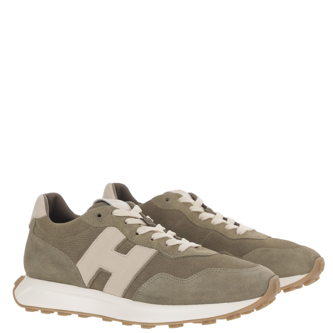 Hogan Suede Sneakers With Contrast Heel Tab And Signature Logo
