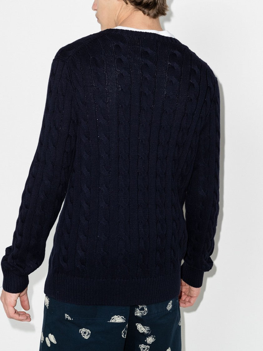 Polo Ralph Lauren Blue Pullover Cable Knit Cotton Sweater