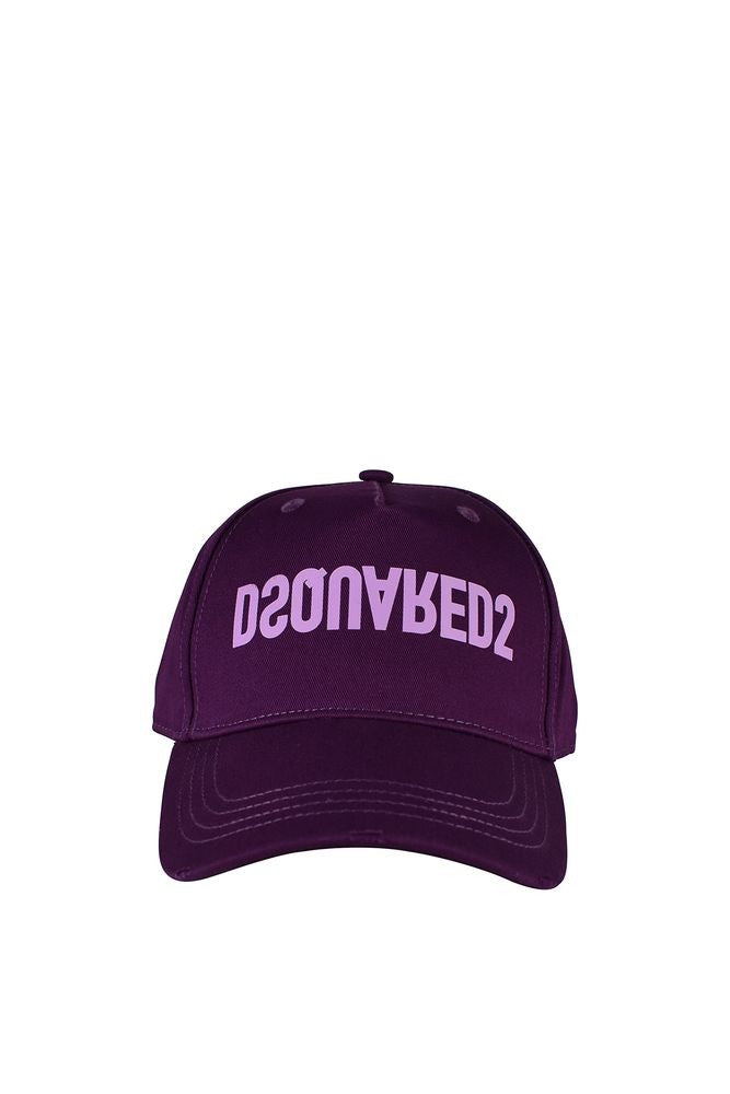 Dsquared2 Deep Purple Cotton Cap With Distressed Front