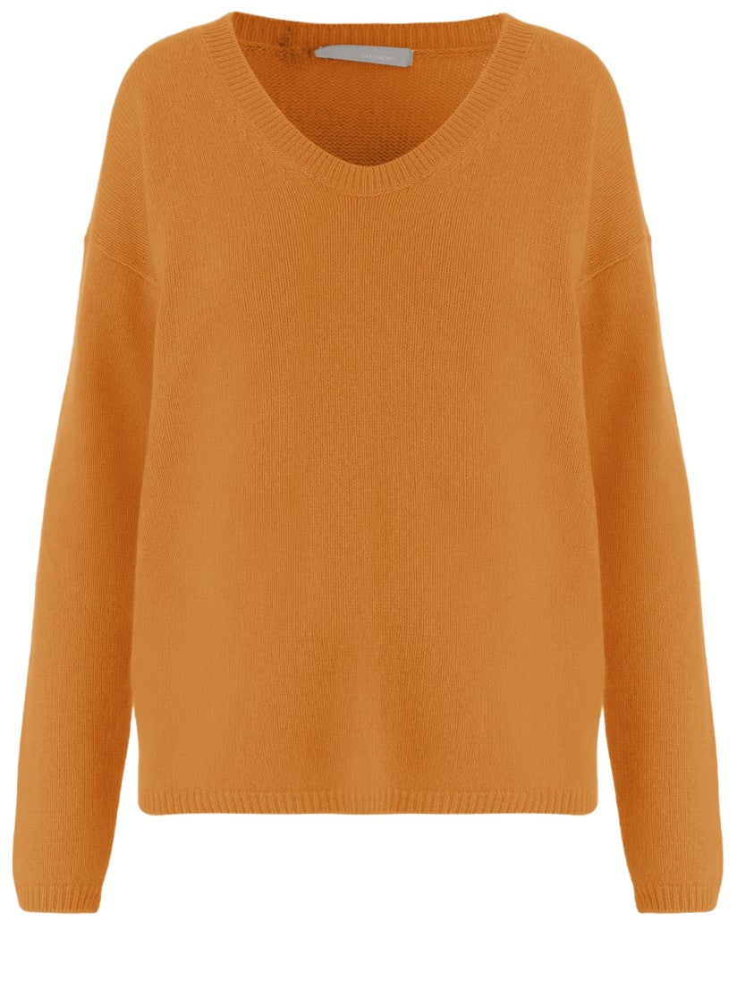 Allude V-Neck Cashmere Sweater With Ribbed Edges