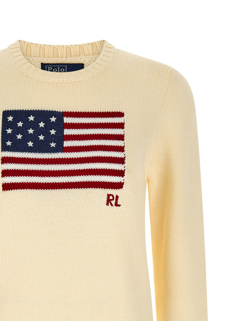 Polo Ralph Lauren Knit Cotton Sweater With Intarsia Flag Design