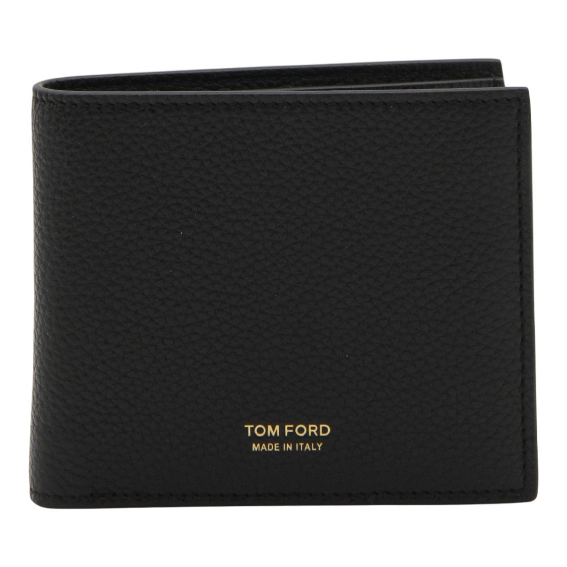 Tom Ford Black Textured Bifold Wallet With Minimalist Design