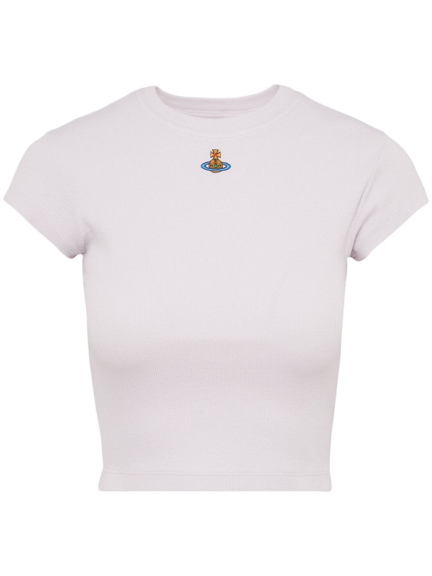 Vivienne Westwood Fitted Cropped T-Shirt With Colorful Embroidered Emblem
