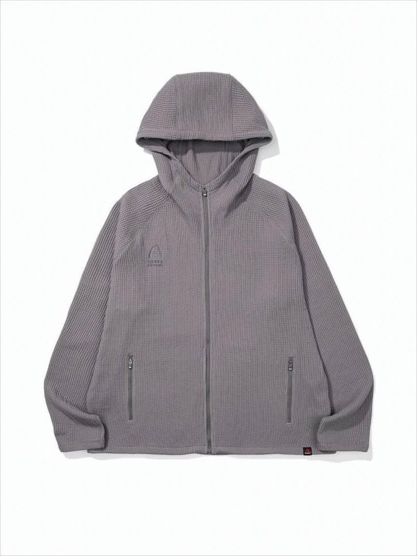 Sierra Designs Hooded Grey Jacket With Textured Ribbed Design