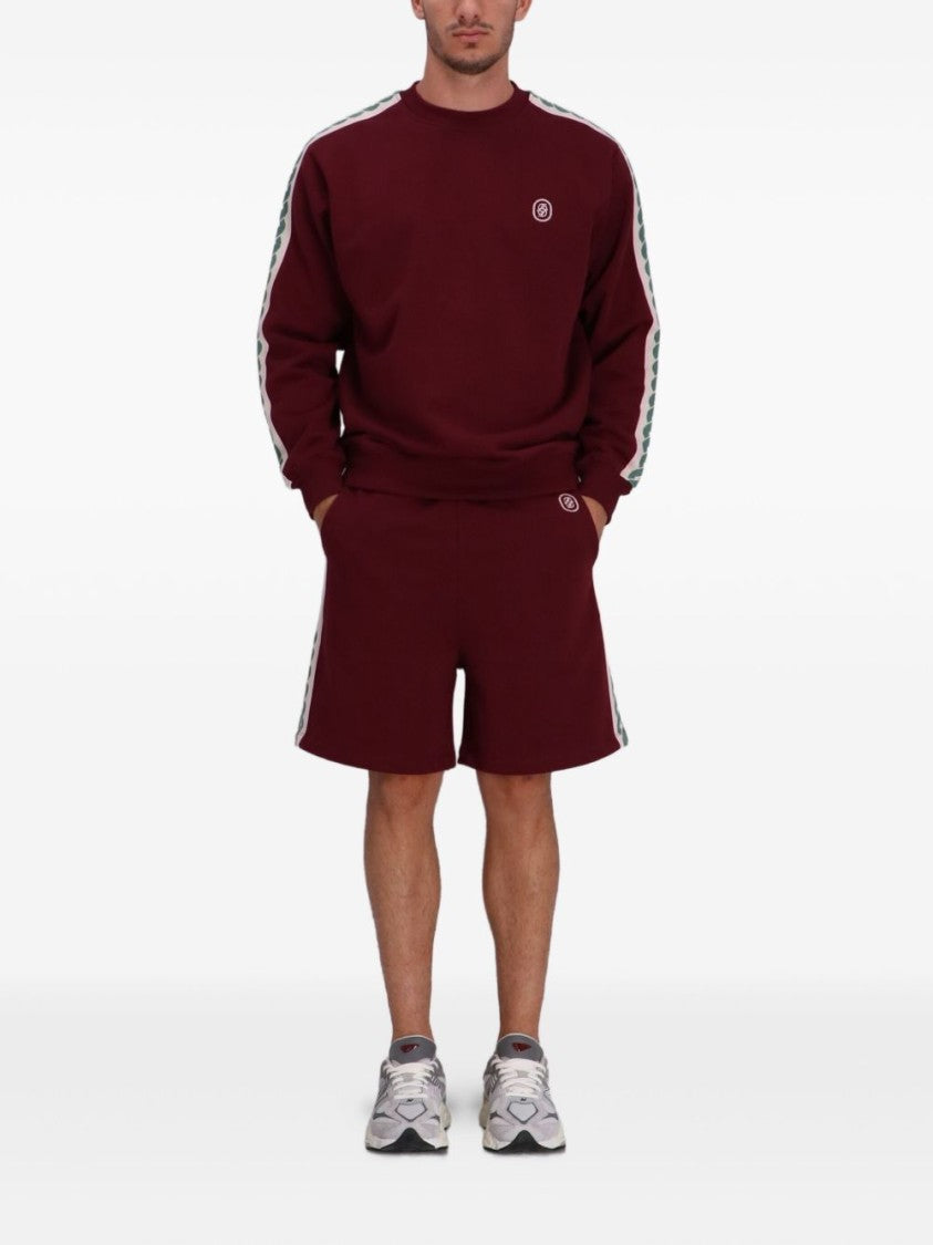 Drôle De Monsieur Burgundy Cotton Sweatshirt With Logo And Sleeve Tape Detail