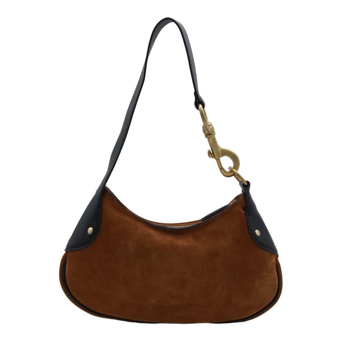 Mulberry Crescent-Shaped Brown Suede Bag With Gold-Tone Clasp
