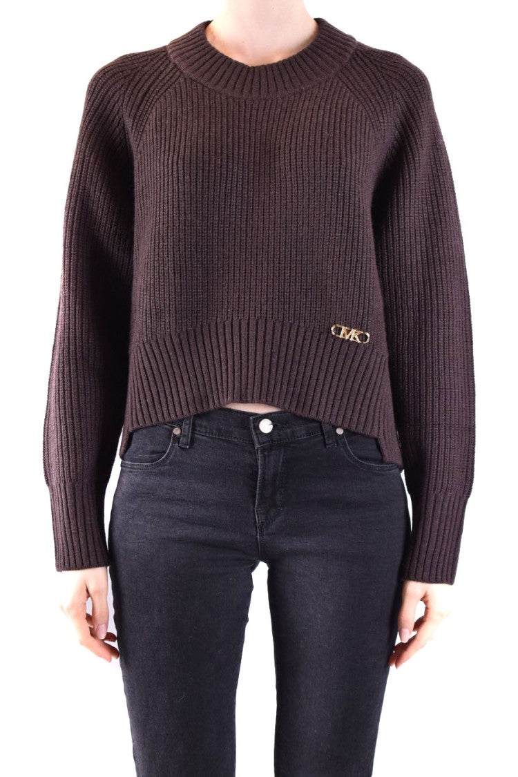 Michael Kors Wool-Cashmere Blend Sweater With Chic Cropped Design And Signature Detail