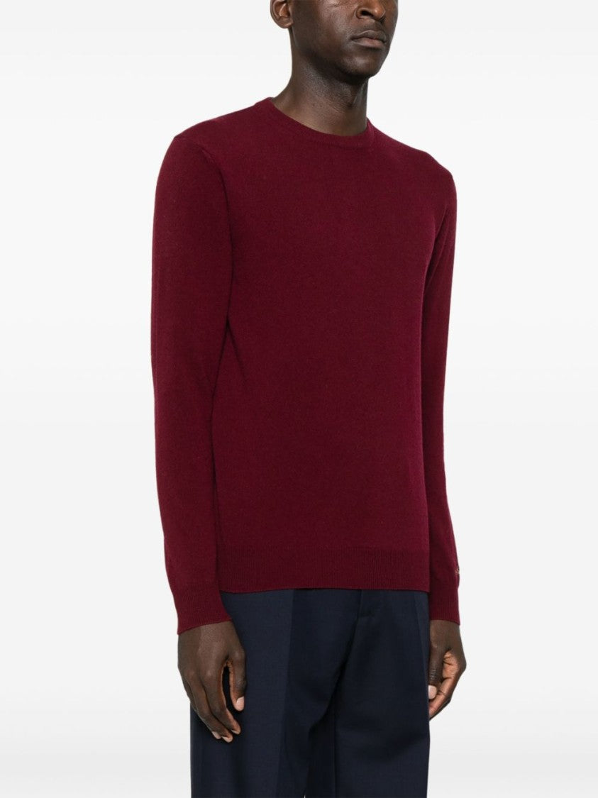 Woolrich Classic Crew Neck Wool Sweater In Deep Burgundy
