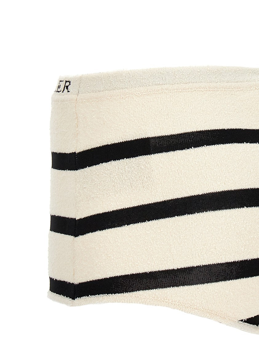 Moncler Bouclé Striped Triangle Bikini With High-Waisted Design