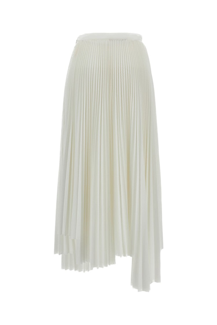 Plan C Asymmetrical Hem Pleated Skirt With Hidden Side Zipper