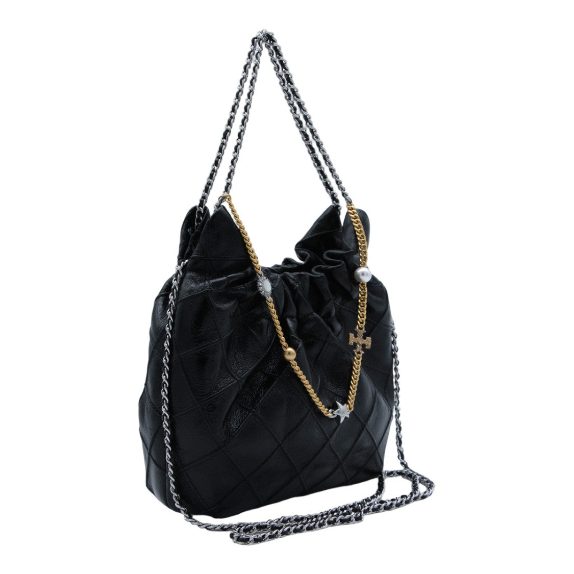 Tory Burch Quilted Black Leather Bag