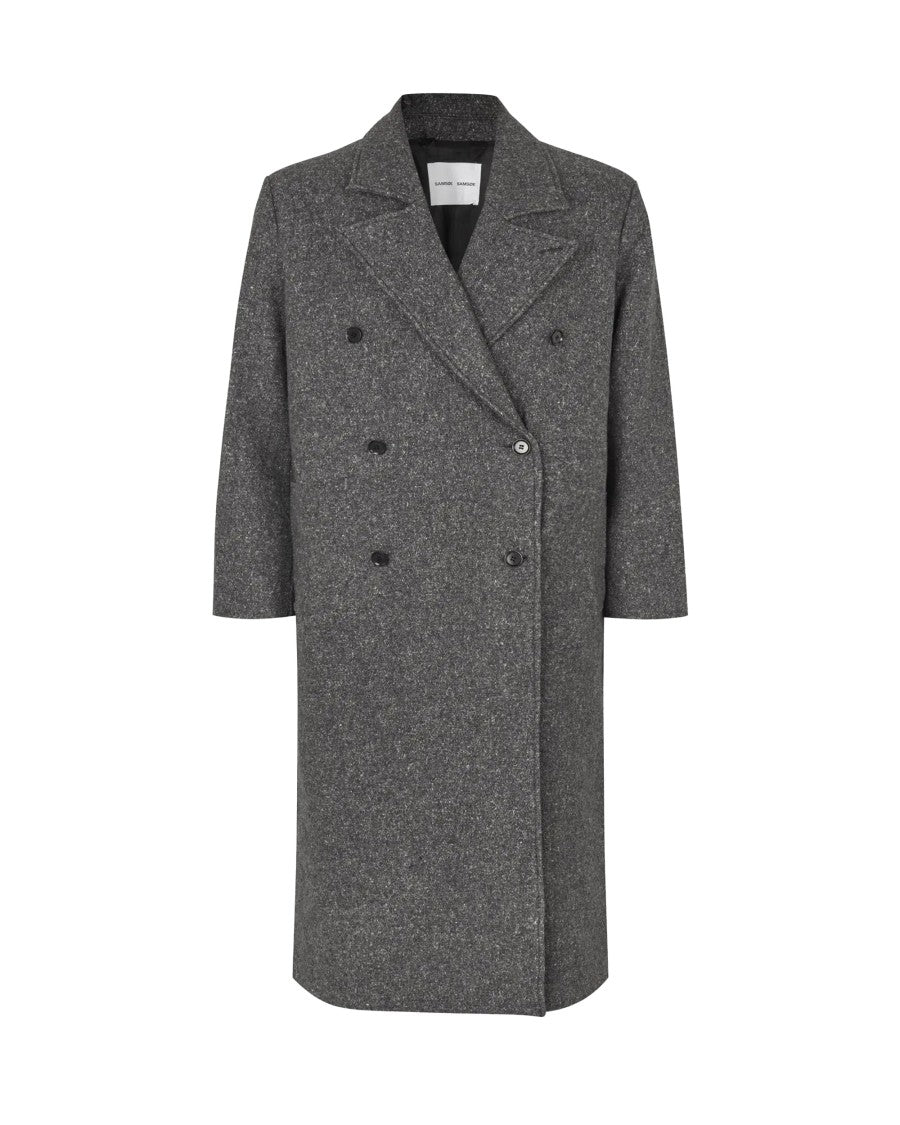 Samsøe Samsøe Dark Grey Savince Melange Double-Breasted Coat