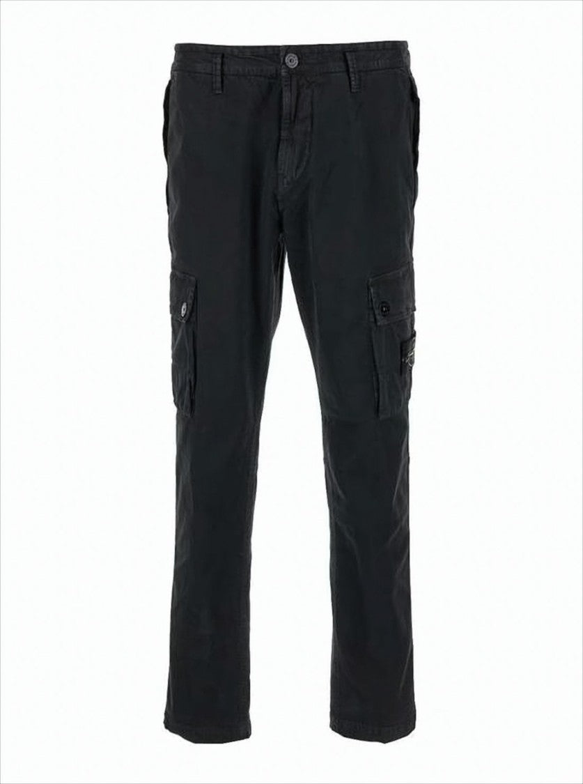 Stone Island Black Straight-Leg Cargo Pants With Flap Pockets