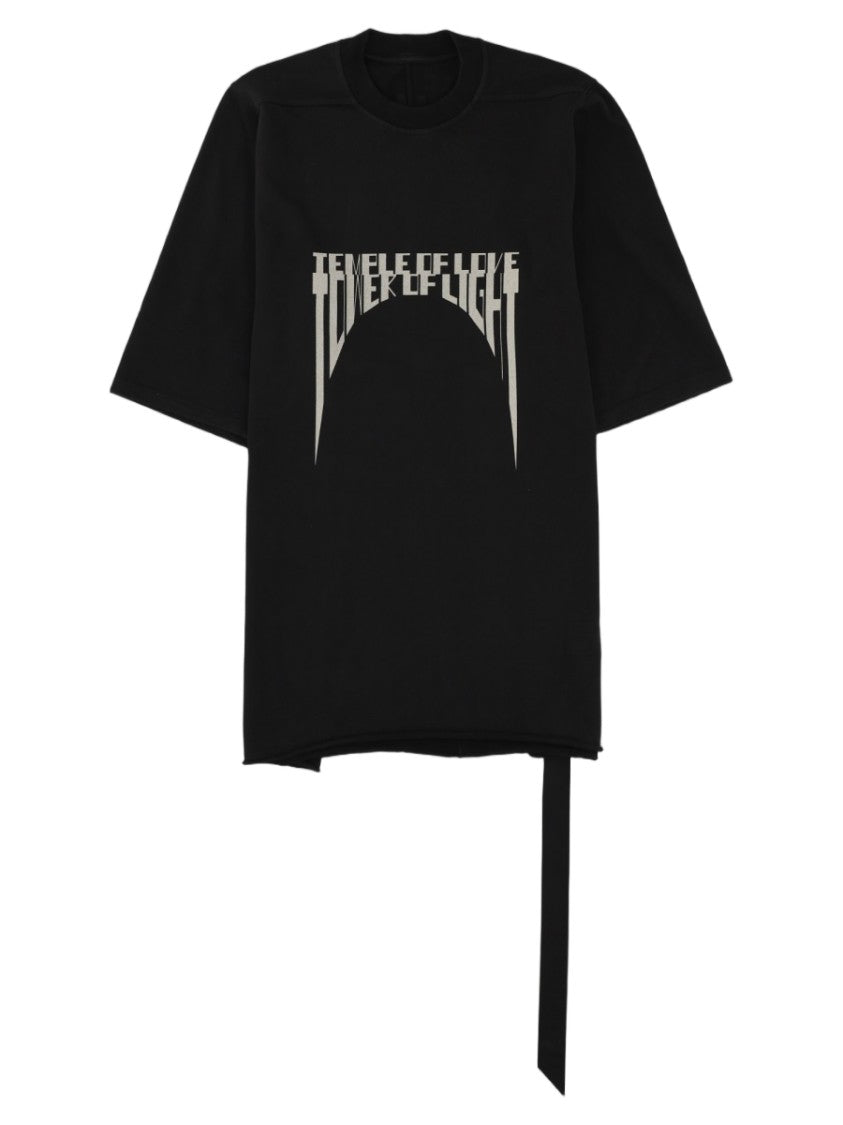 Drkshdw By Rick Owens Black Asymmetrical Graphic Printed Cotton T-Shirt