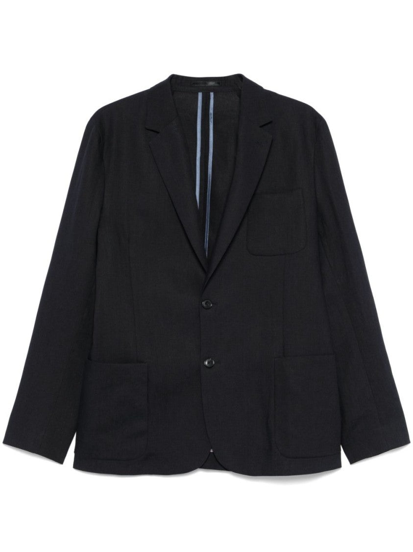 Paul Smith Navy Blue Two-Button Jacket With Chest Pocket And English Vents
