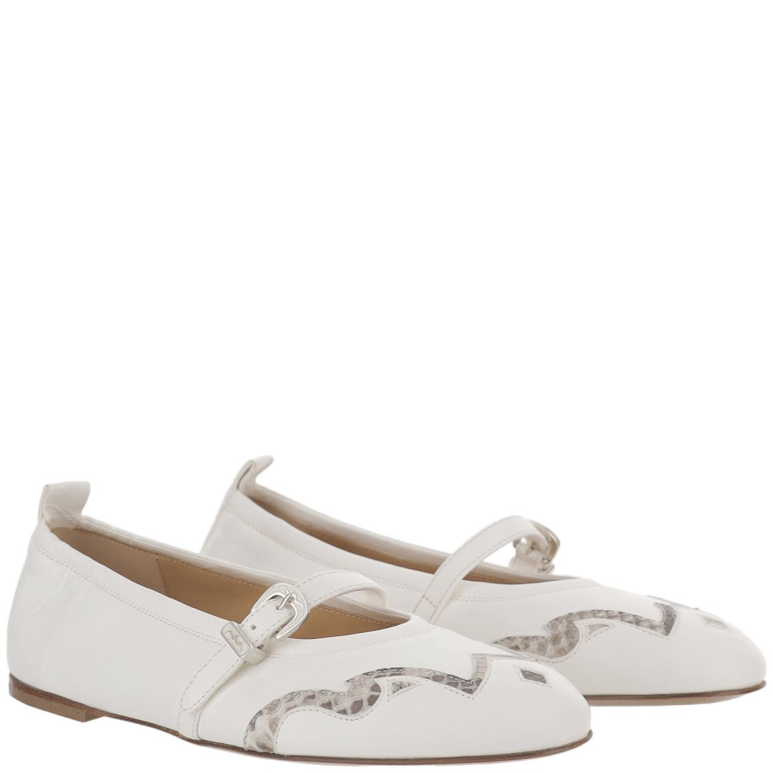 Sartore Leather And Python Balerinas