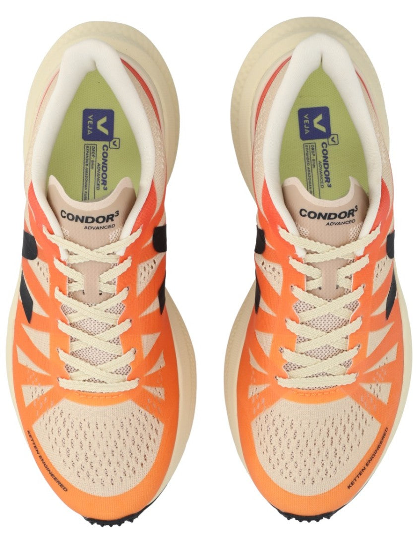 Veja Gradient Orange Sneakers With Bold Black Logo