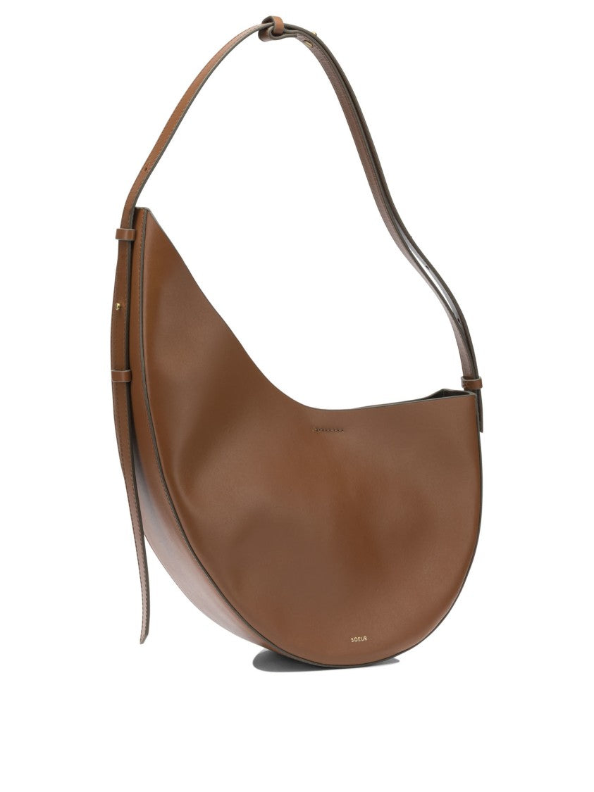 Soeur Crescent-Shaped Leather Shoulder Bag With Adjustable Strap