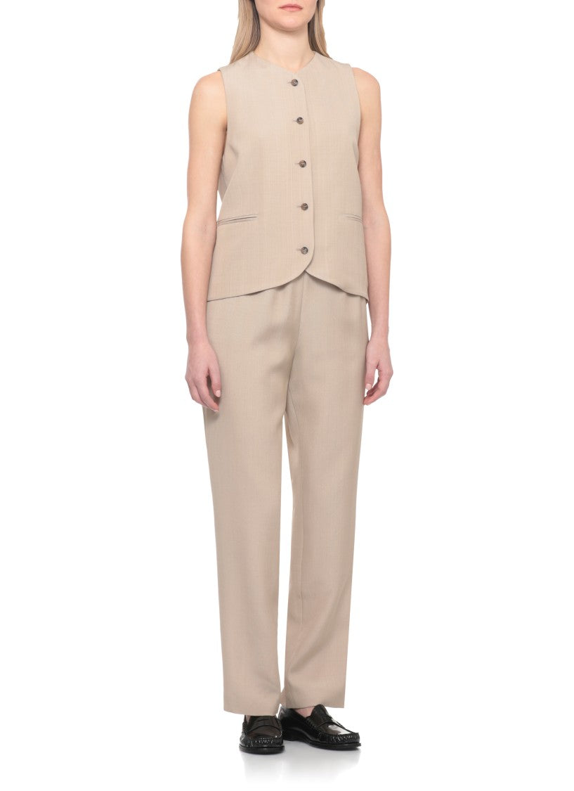 Loulou De Saison Beige Paco Front Buttons Vest