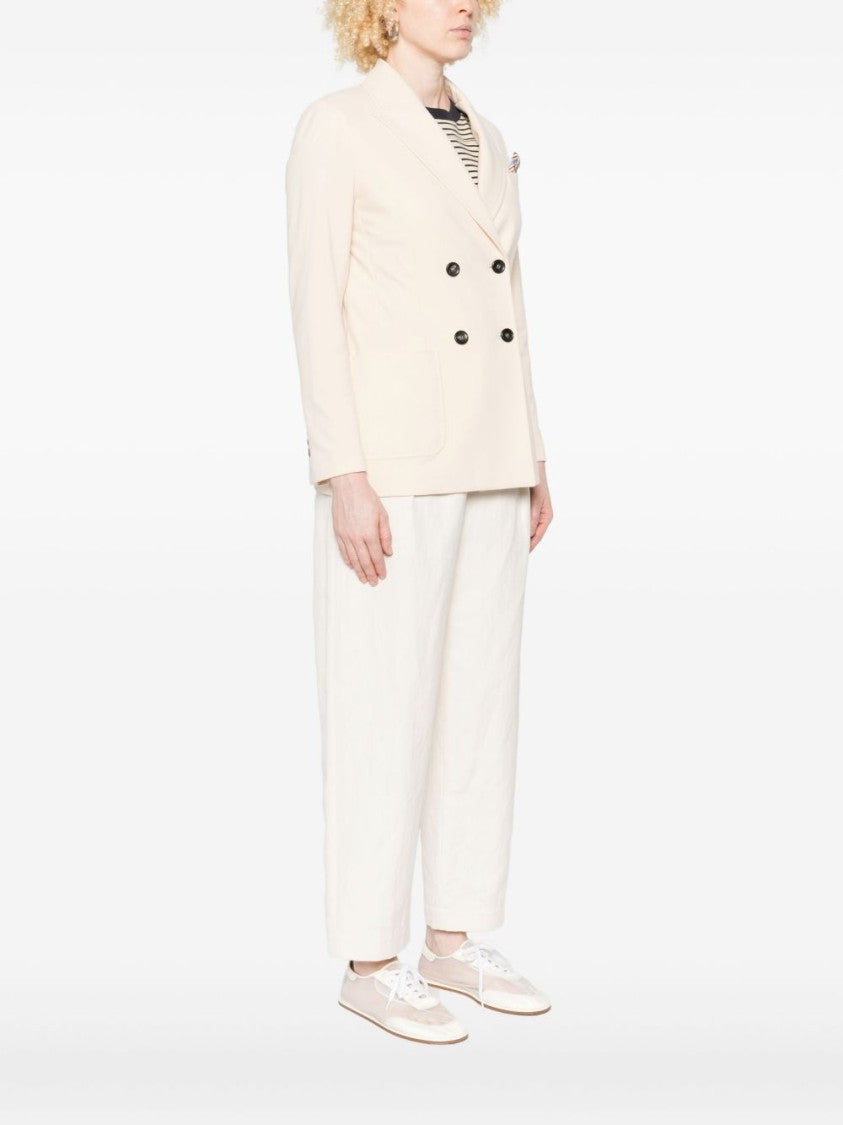 Circolo 1901 Double-Breasted Beige Jacket With Notch Lapels