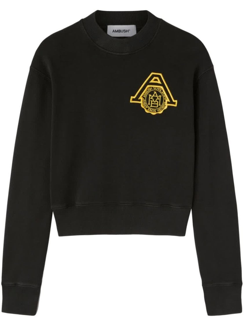 Ambush Black Scholarship Cropped Emblem Cotton Sweater