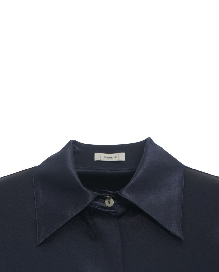 Himon's Fluid Silk Blouse With Classic Collar