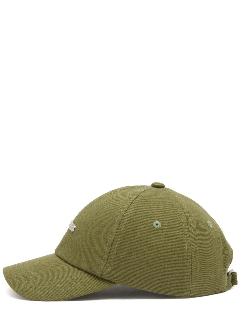 Jacquemus Olive Green Cotton Logo Bucket Hat