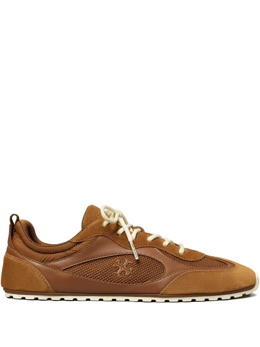 Tory Burch Warm Brown Field Suede Mesh Sneakers