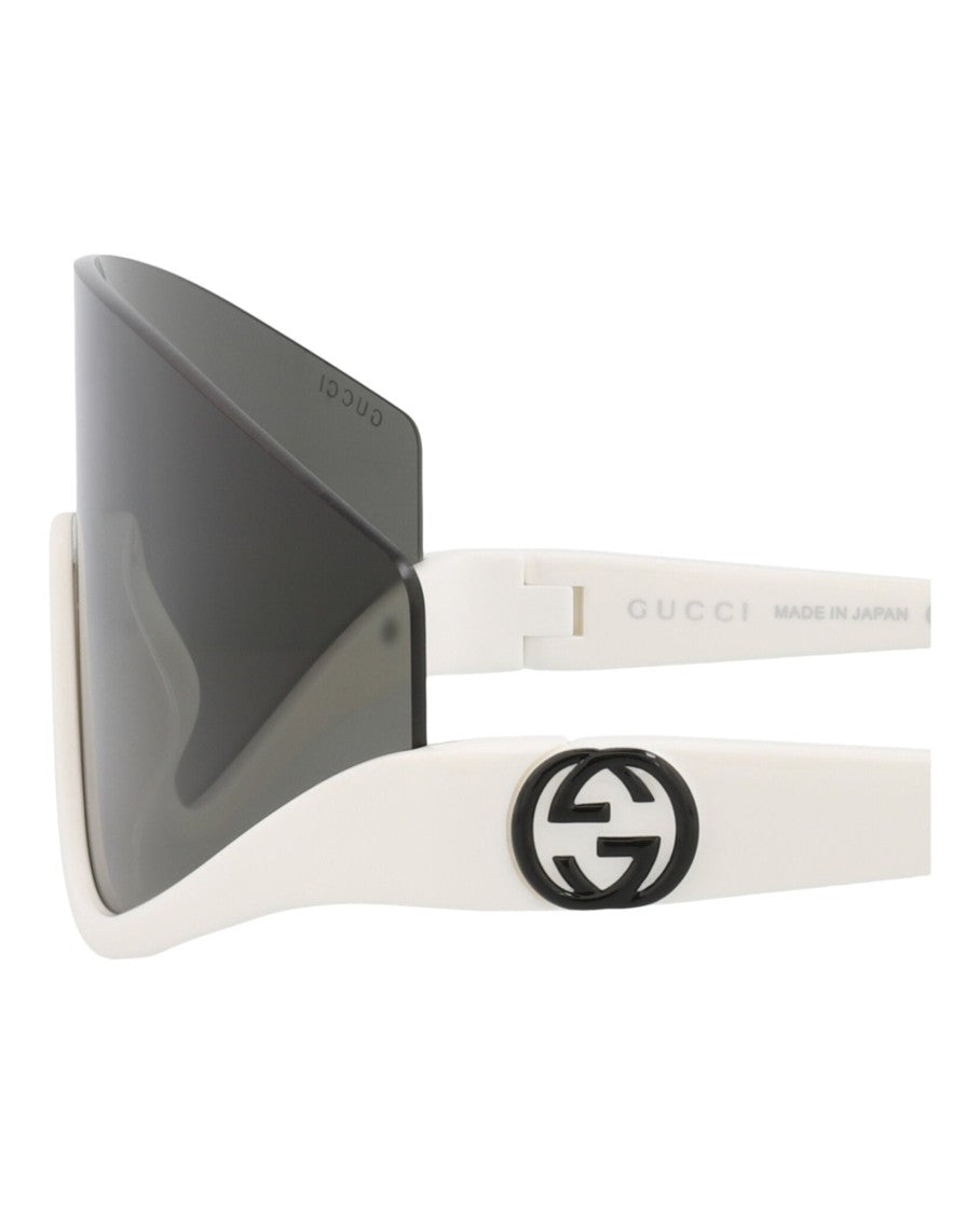 Gucci Shield-Frame Injection Sunglasses With Saddle Nose Bridge