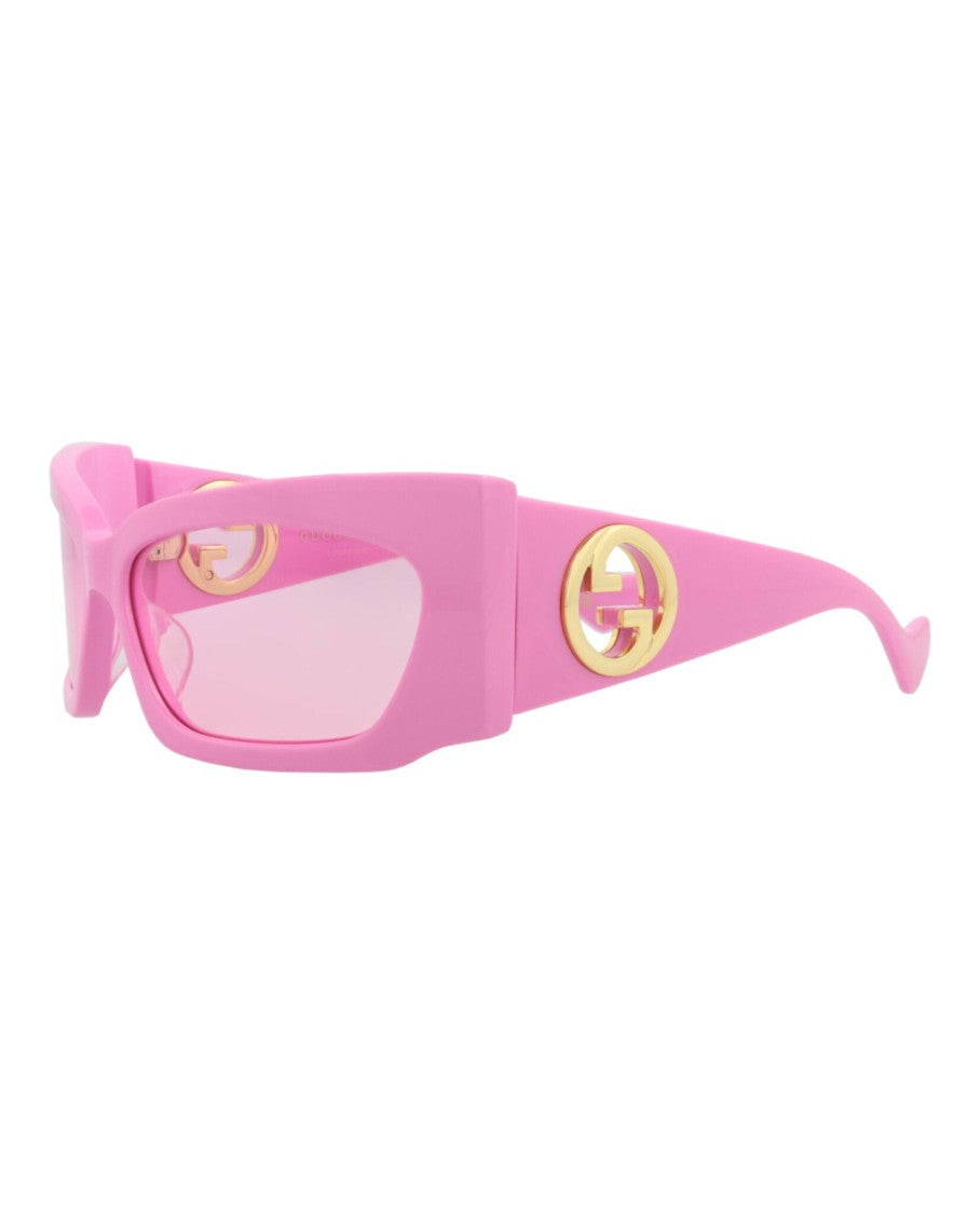 Gucci Shield-Frame Recycled Acetate Sunglasses With Gold-Tone Logo Accent