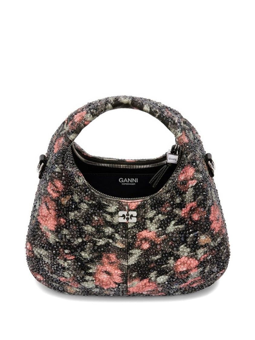 Ganni Multicolor Mini Flowers Beaded Hobo Bag