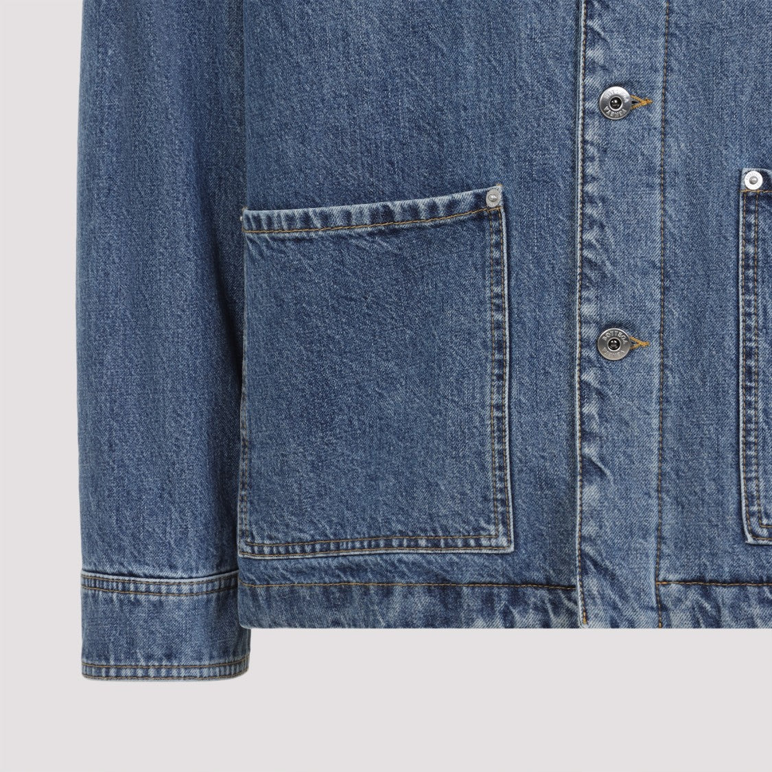 Bottega Veneta Mid Blue Cotton Suede Collar Denim Jacket