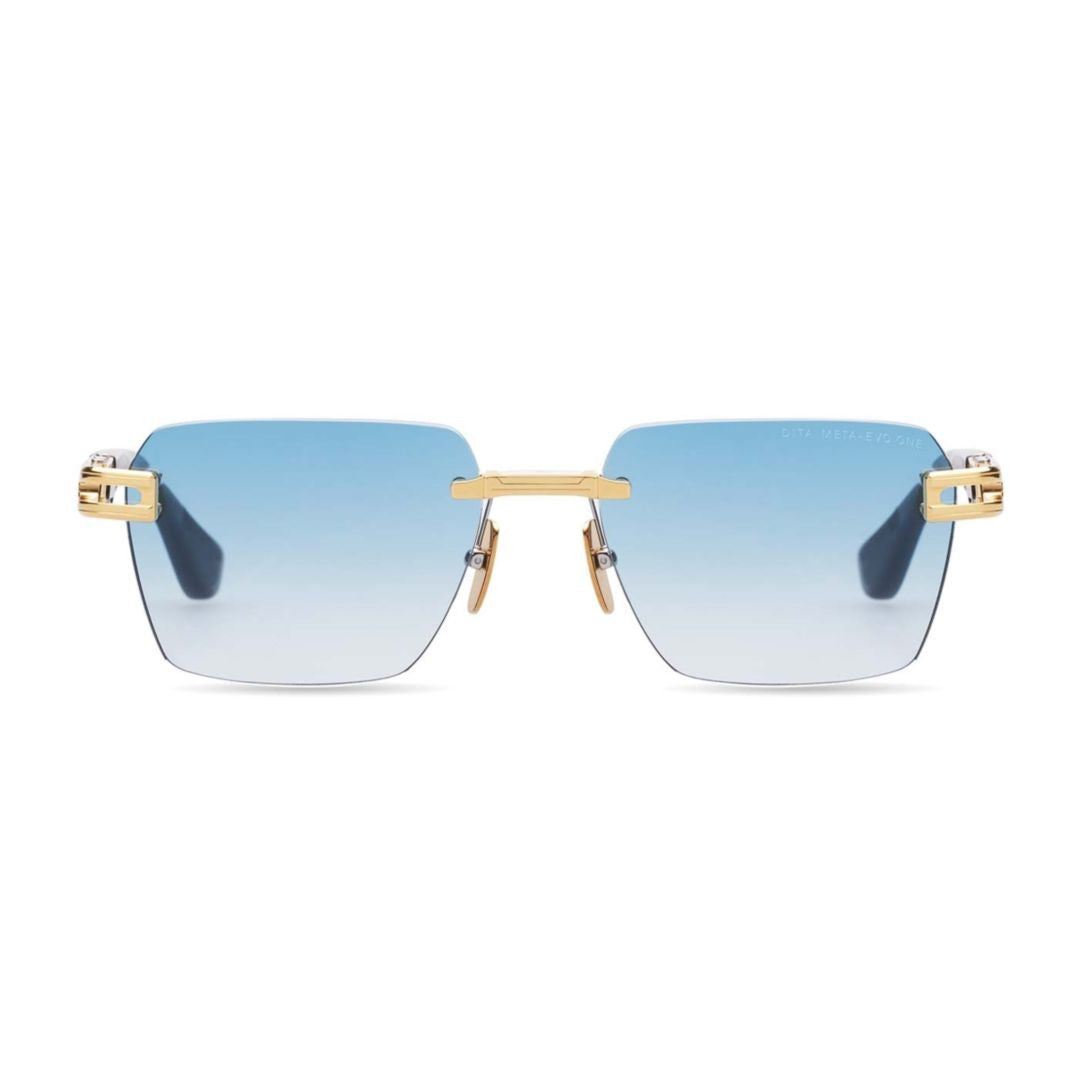 Dita Gold Rectangular Gradient Lens Metal Sunglasses