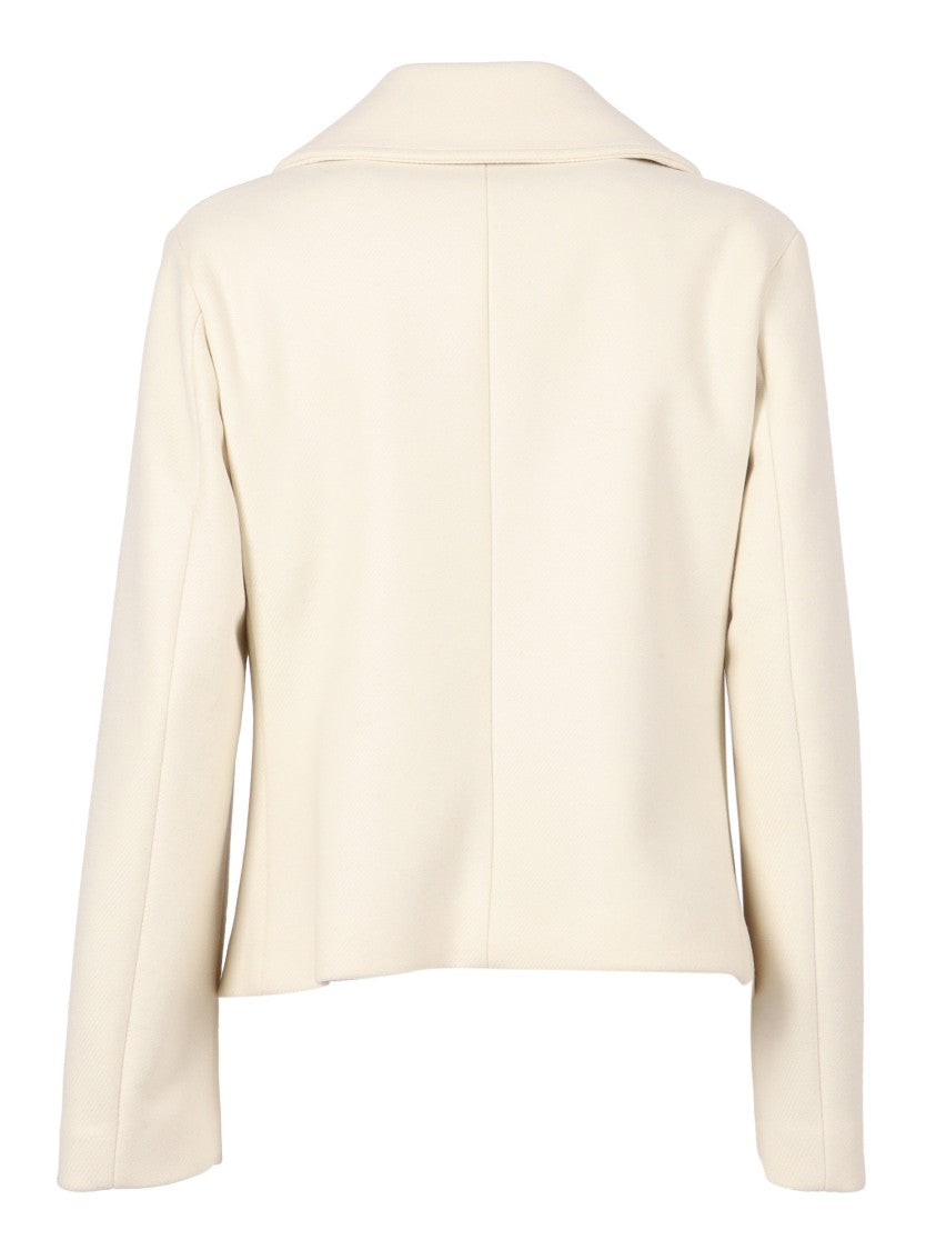 Sealup Teodora Peacoat In White Wool Blend