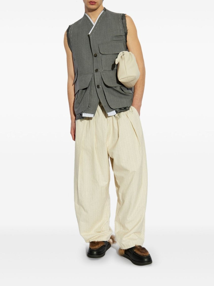 Maison Margiela Relaxed Fit Beige Trousers With Pleat Detailing