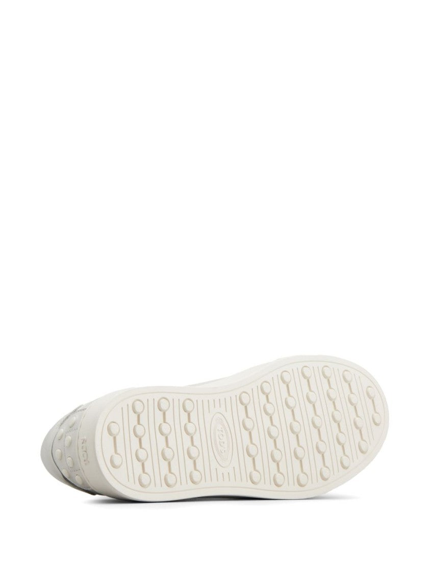 Tod's White Minimalist Calfskin Rubber Sole Sneakers