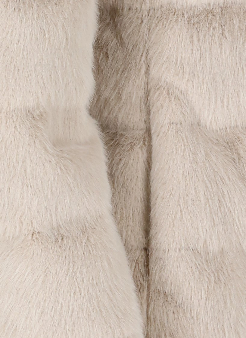 Herno Ivory Faux Fur Quilted Down Jacket