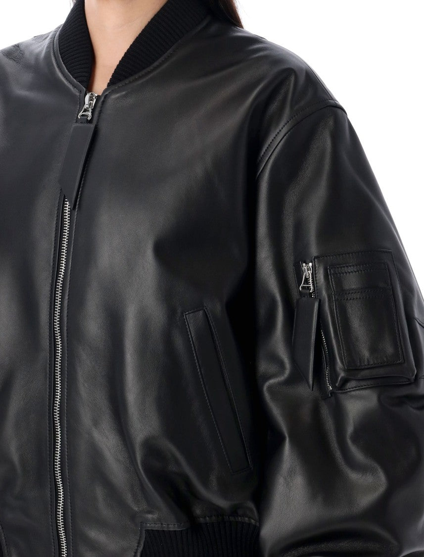 The Attico Anja Leather Bomber Jacket