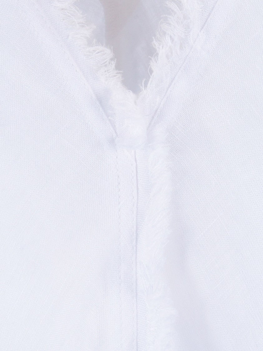 P.A.R.O.S.H. Sleeveless Frayed V Neck Midi Dress