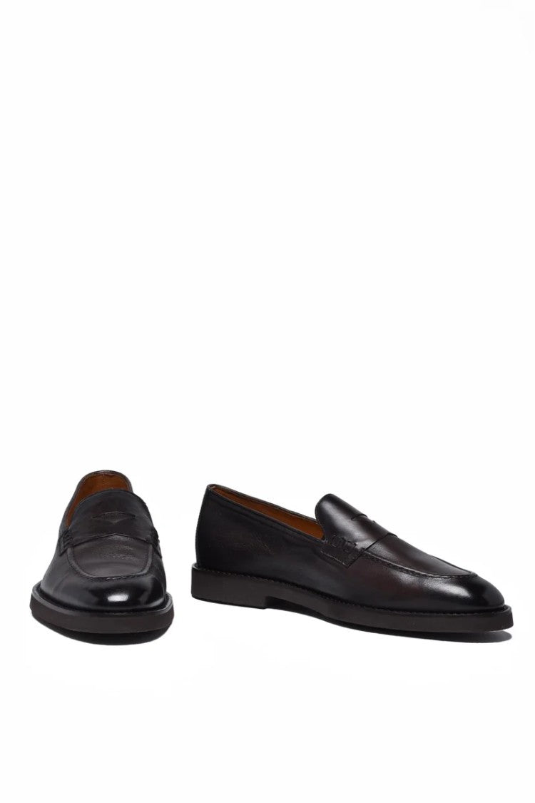 Doucal's Leather Rubber Loafers - Brown