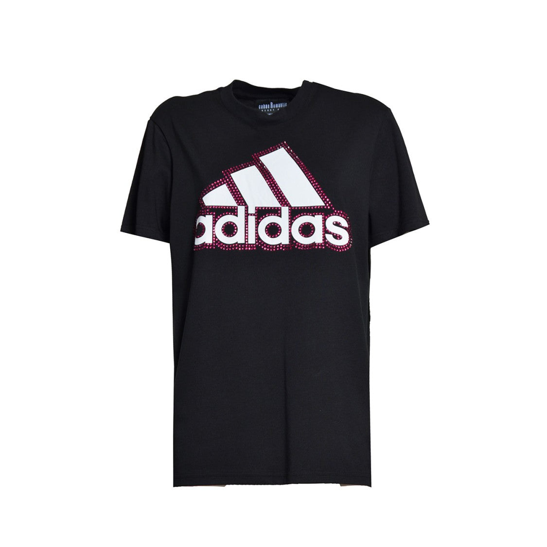 Caban Romantic X Adidas Black Cotton T-Shirt Swarovski Applications