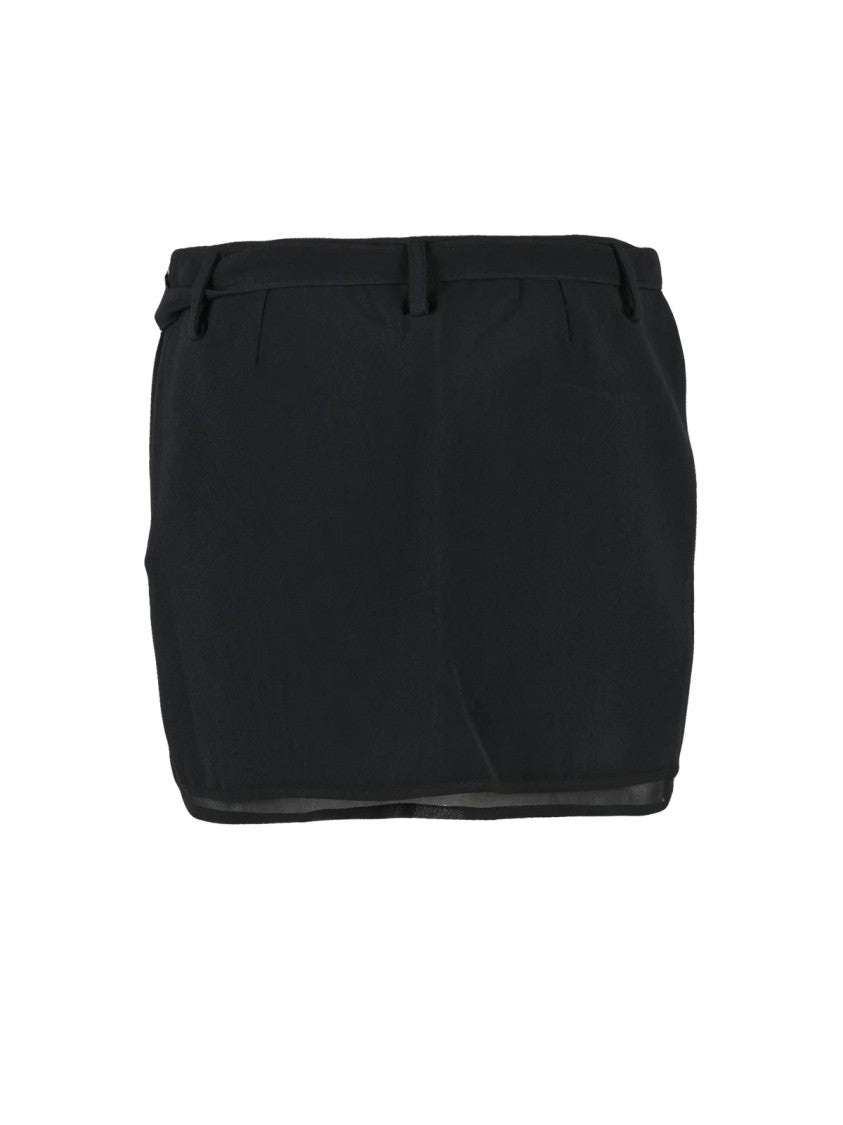 The Attico Black Asymmetrical Zip Mini Skirt