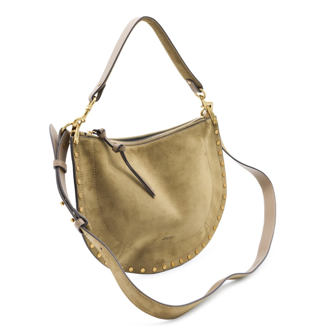 Isabel Marant Crescent-Shaped Olive Suede Handbag
