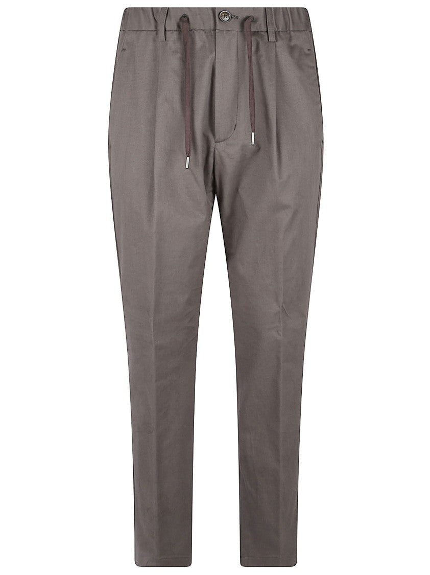 Herno Tailored Fit Casual Trousers With Button And Drawstring Closure