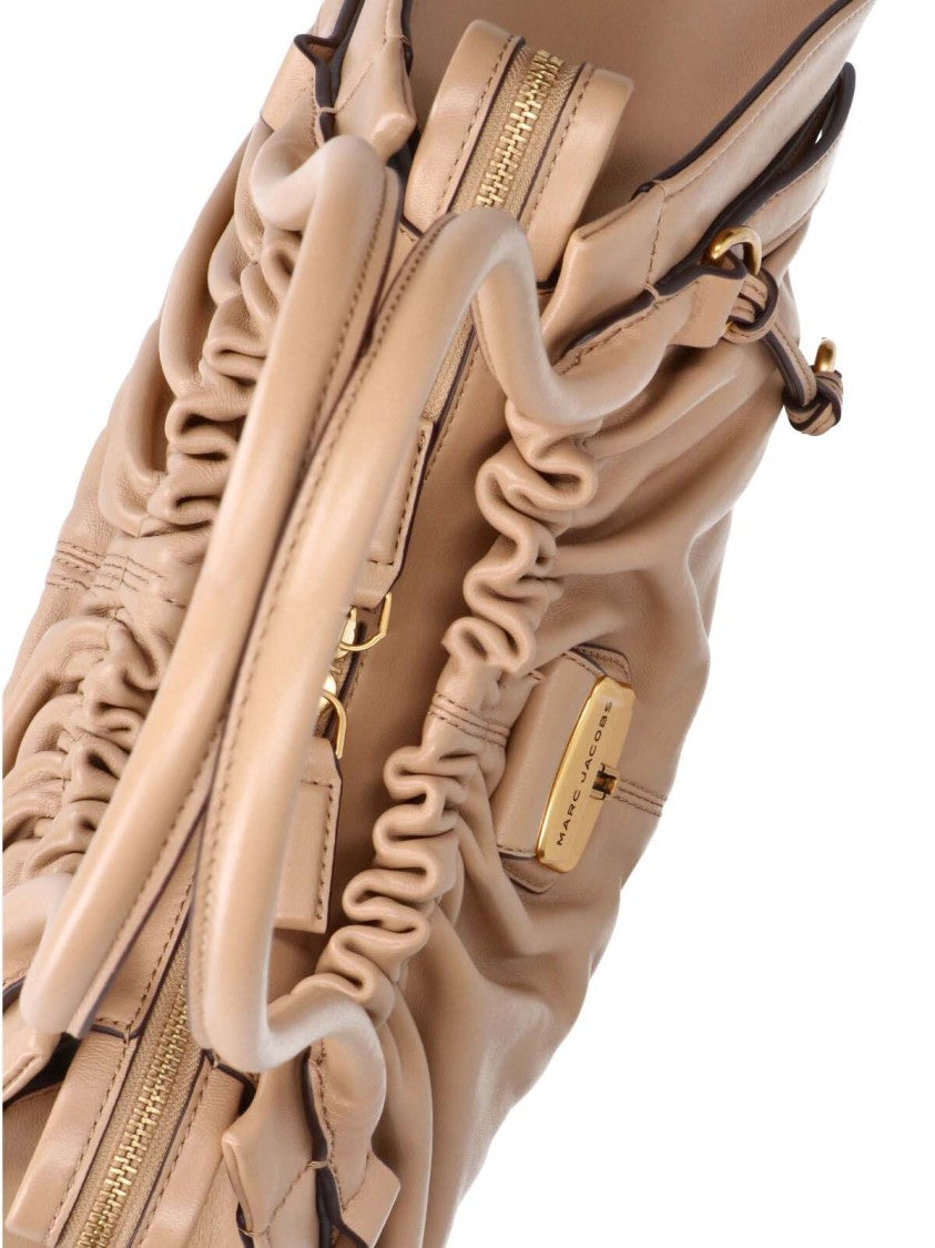 Marc Jacobs Ruched Leather Shoulder Bag With Padlock Charm