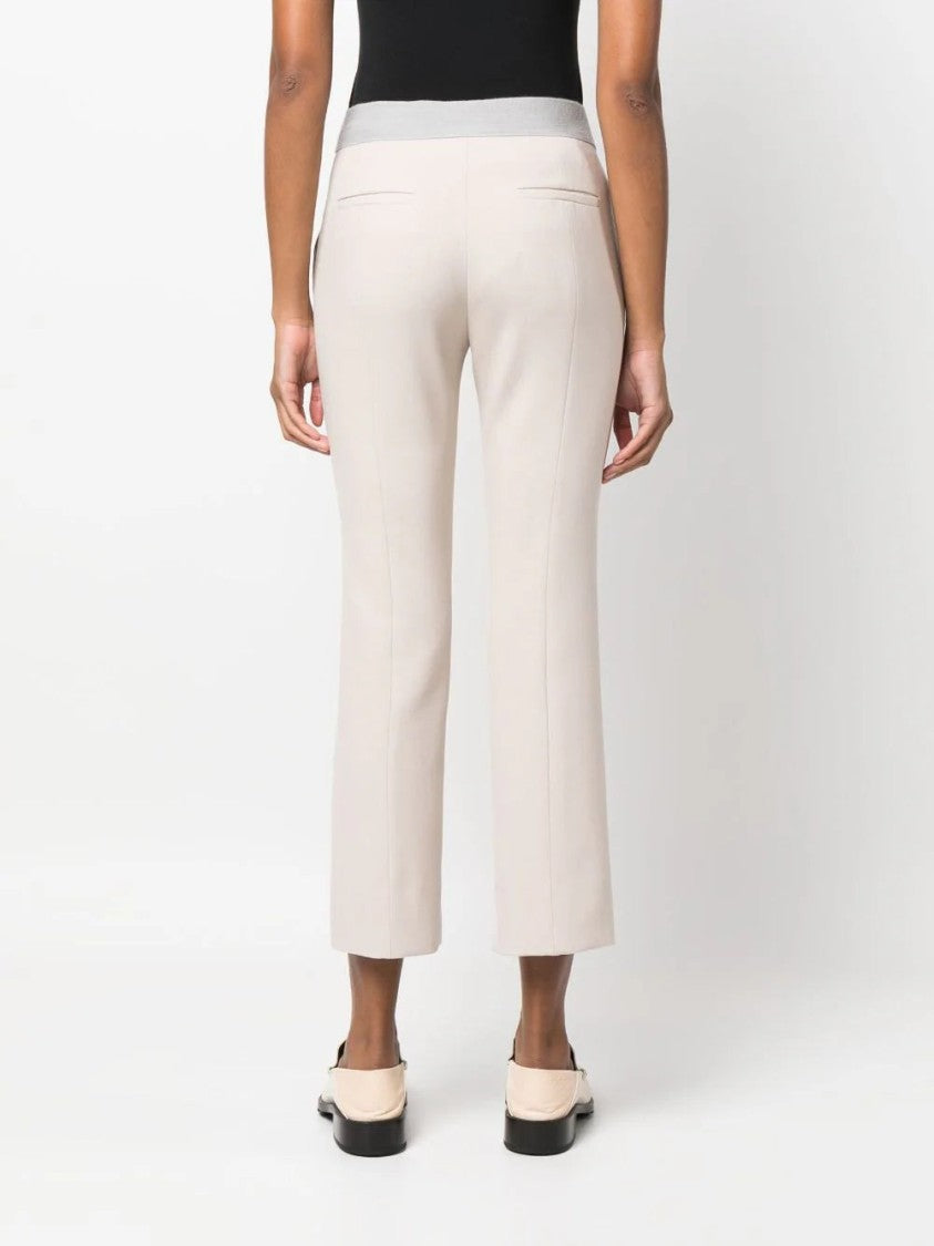 Peserico High-Waist Straight-Leg Beige Trousers