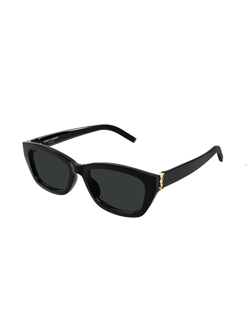 Saint Laurent Rectangular Black Sunglasses With Subtle Gold Logo