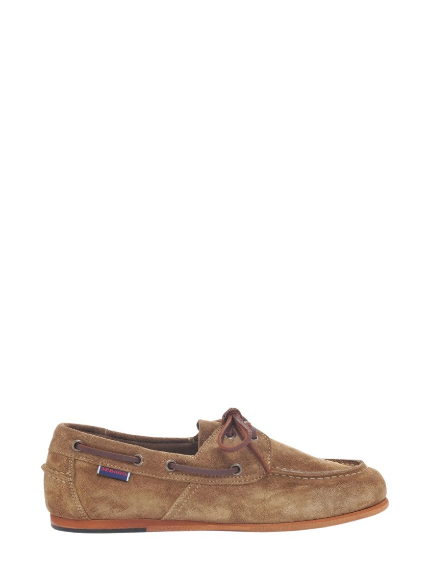Sebago Brown Suede Lace-Up Flat Loafers