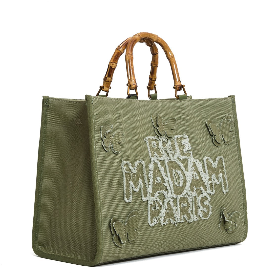 Rue Madame Canvas Tote With Embroidered Butterflies
