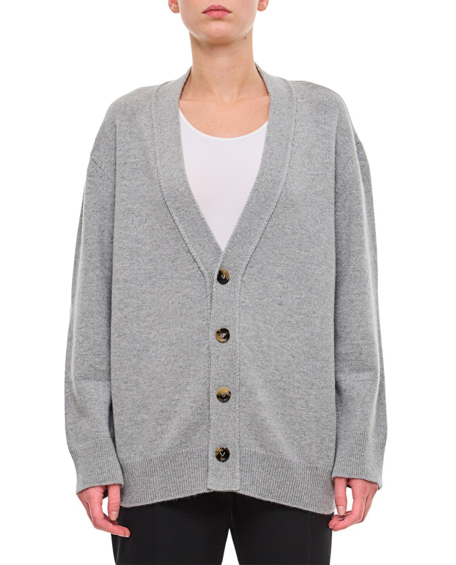 Bottega Veneta Cashmere Cardigan With Woven Leather Elbow Patch